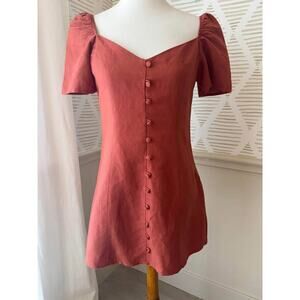 The Impeccable Pig Women’s Small Orange Button Mini Dress